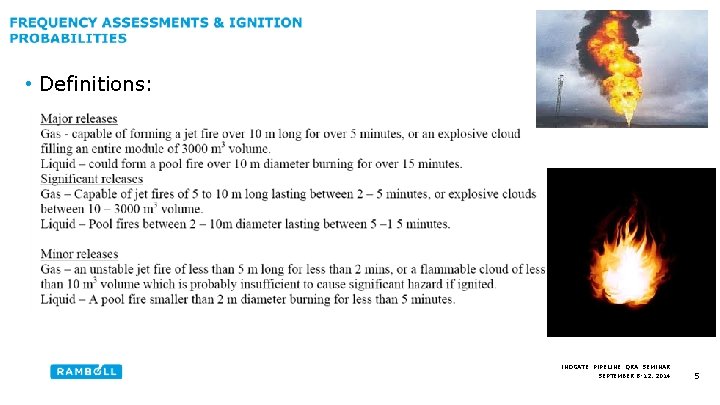  • Definitions: INOGATE PIPELINE QRA SEMINAR SEPTEMBER 8 -12, 2014 5 