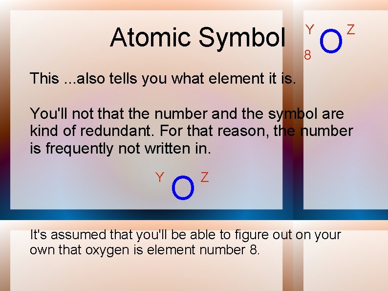 Atomic Symbol Y 8 O Z This. . . also tells you what element