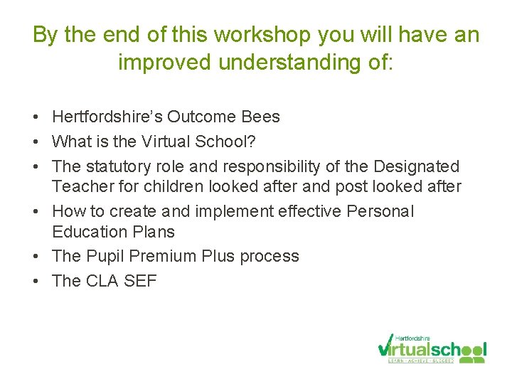 By the end of this workshop you will have an improved understanding of: •