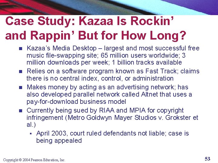 Case Study: Kazaa Is Rockin’ and Rappin’ But for How Long? Kazaa’s Media Desktop
