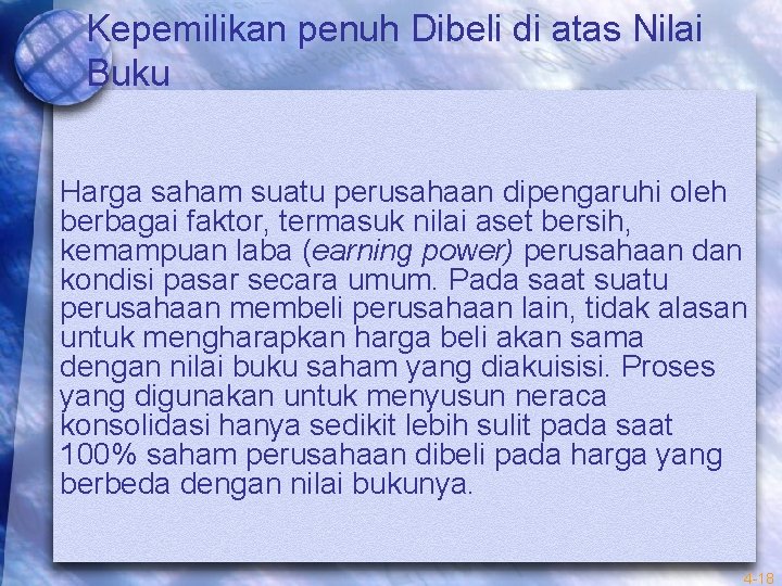 Kepemilikan penuh Dibeli di atas Nilai Buku Harga saham suatu perusahaan dipengaruhi oleh berbagai