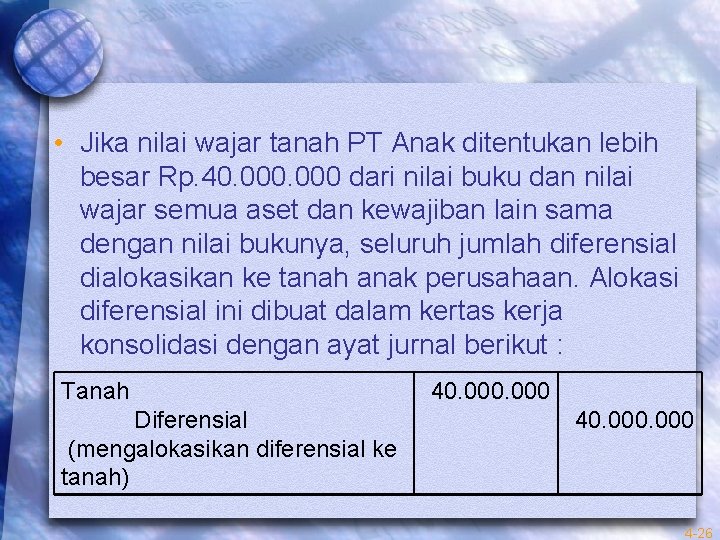  • Jika nilai wajar tanah PT Anak ditentukan lebih besar Rp. 40. 000