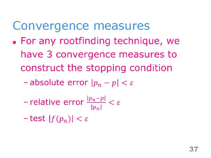 Convergence measures n 37 