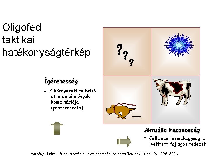 Oligofed taktikai hatékonyságtérkép ? ? ? Ígéretesség = A környezeti és belső stratégiai előnyök
