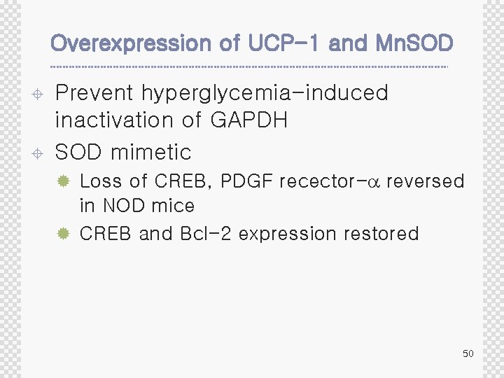 Overexpression of UCP-1 and Mn. SOD ± ± Prevent hyperglycemia-induced inactivation of GAPDH SOD