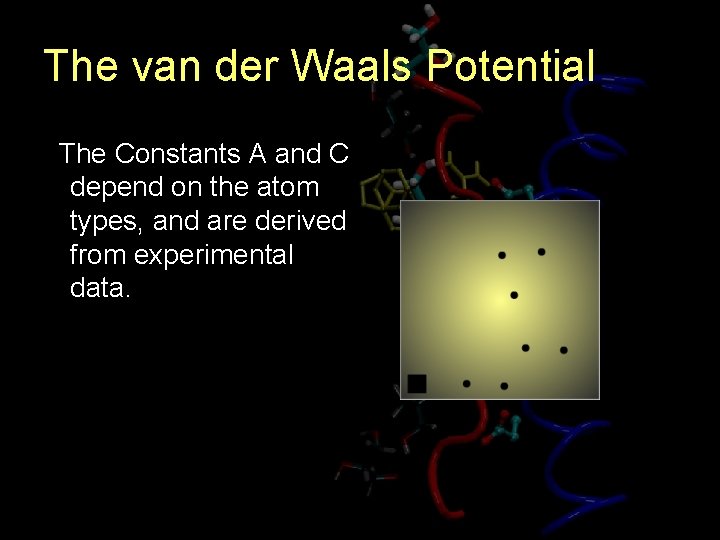 The van der Waals Potential The Constants A and C depend on the atom