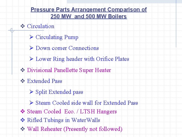 Pressure Parts Arrangement Comparison of 250 MW and 500 MW Boilers v Circulation Ø