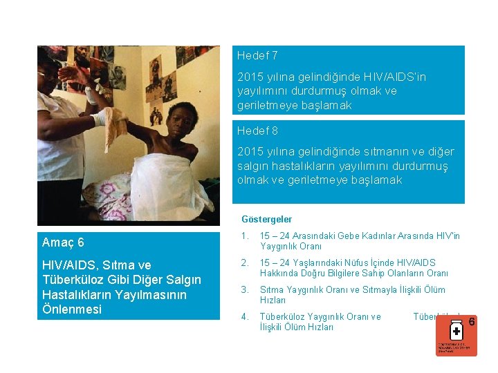 Hedef 7 2015 yılına gelindiğinde HIV/AIDS’in yayılımını durdurmuş olmak ve geriletmeye başlamak Hedef 8