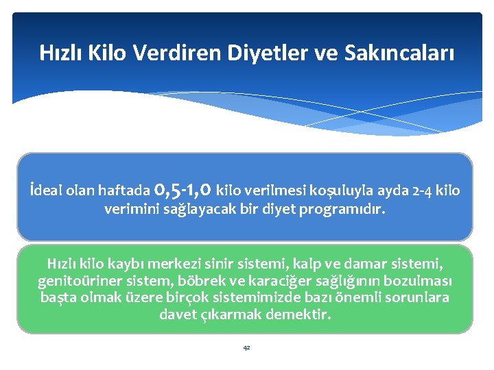 Hızlı Kilo Verdiren Diyetler ve Sakıncaları İdeal olan haftada 0, 5 -1, 0 kilo