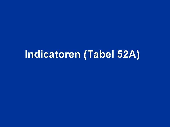 Indicatoren (Tabel 52 A) 