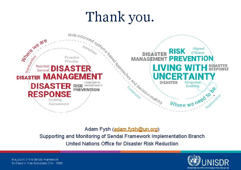 Thank you. Adam Fysh (adam. fysh@un. org) Supporting and Monitoring of Sendai Framework Implementation