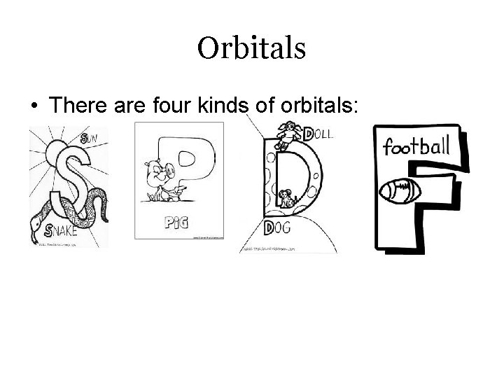 Orbitals • There are four kinds of orbitals: 