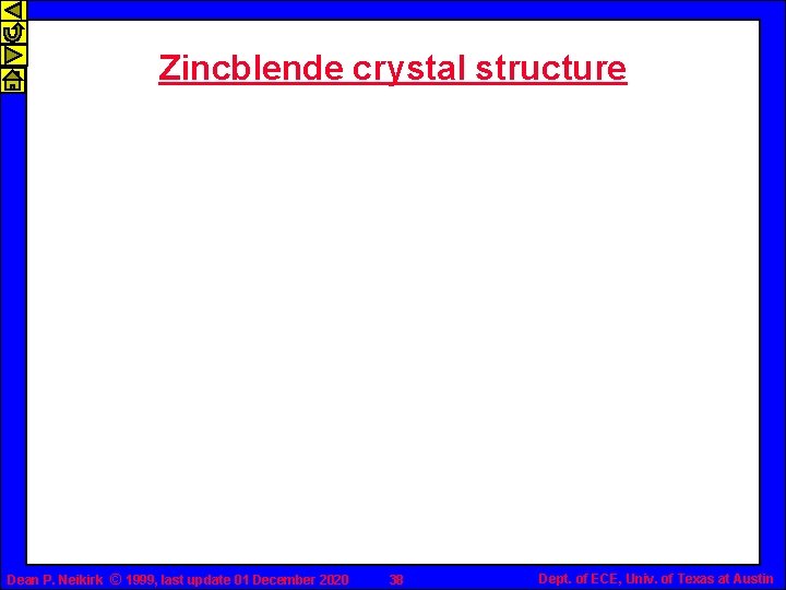 Zincblende crystal structure Dean P. Neikirk © 1999, last update 01 December 2020 38