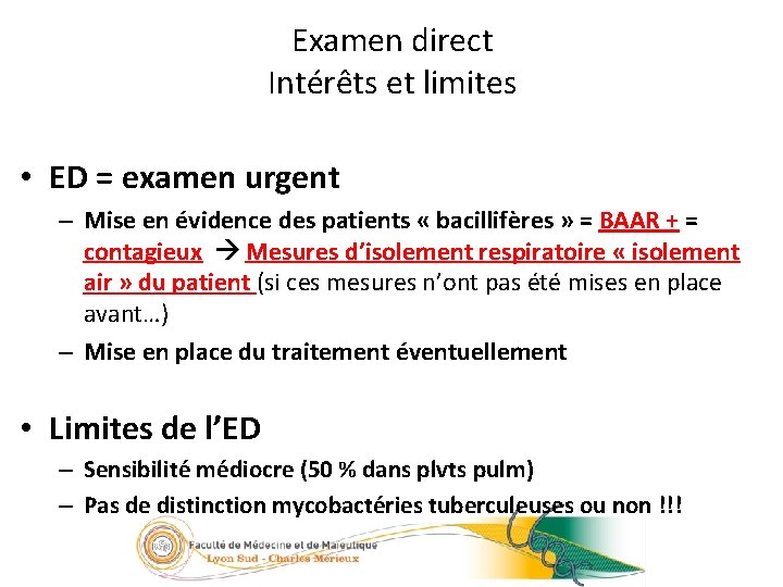 Examen direct Intérêts et limites 19/23 • ED = examen urgent – Mise en