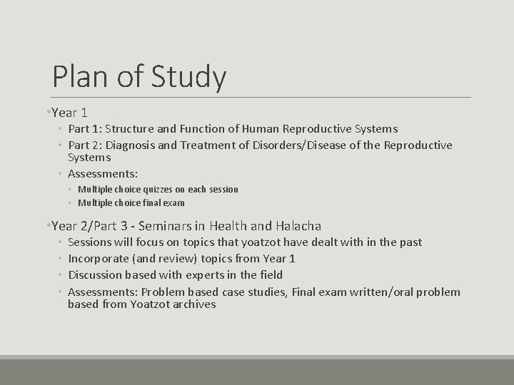 Plan of Study • Year 1 • Part 1: Structure and Function of Human Plan of Study • Year 1 • Part 1: Structure and Function of Human