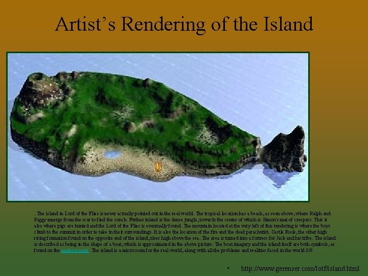 Artist’s Rendering of the Island . The island in Lord of the Flies is