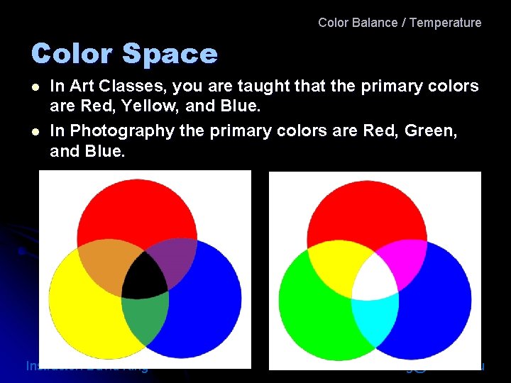 Color Balance / Temperature Color Space l l In Art Classes, you are taught