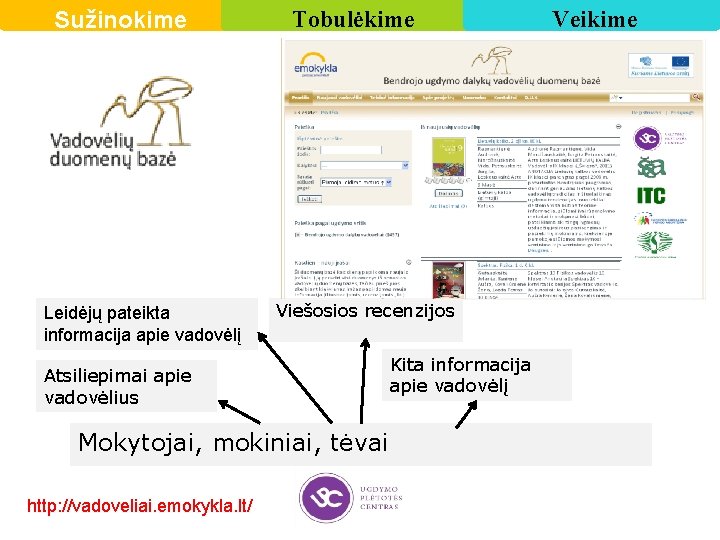 Sužinokime Leidėjų pateikta informacija apie vadovėlį Tobulėkime Viešosios recenzijos Atsiliepimai apie vadovėlius Mokytojai, mokiniai,