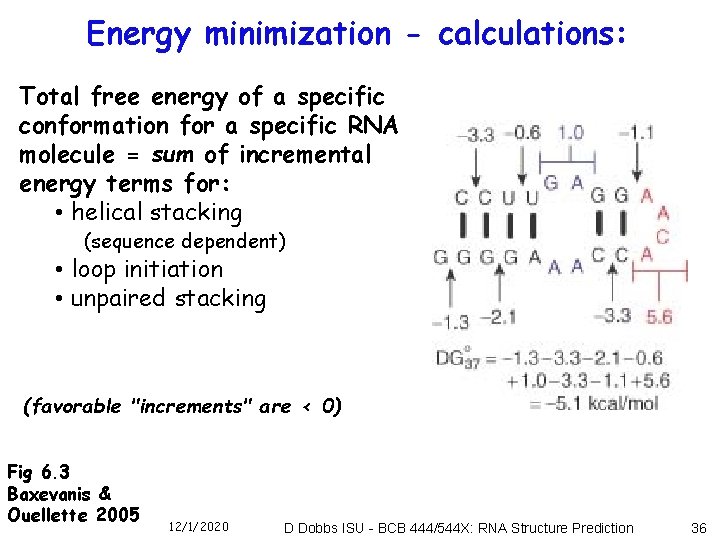 Energy minimization - calculations: Total free energy of a specific conformation for a specific