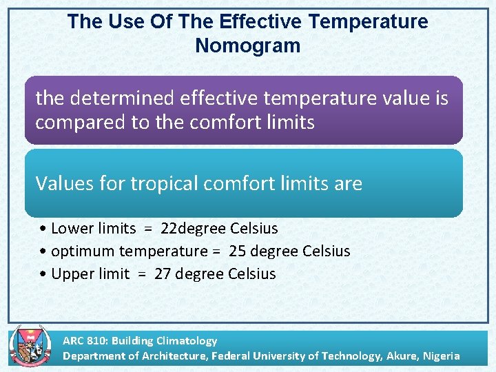 The Use Of The Effective Temperature Nomogram the determined effective temperature value is compared