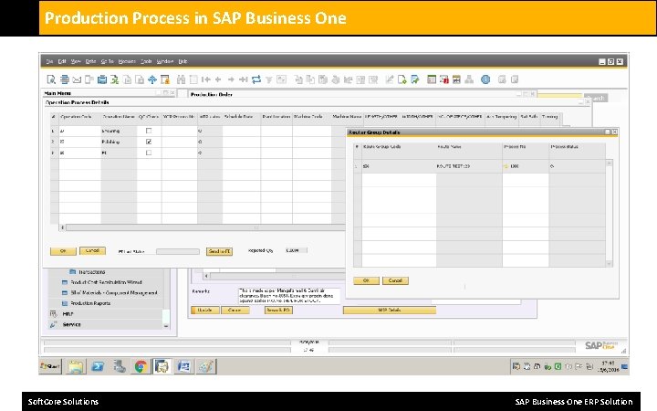 Production Process in SAP Business One Soft. Core Solutions SAP Business One ERP Solution