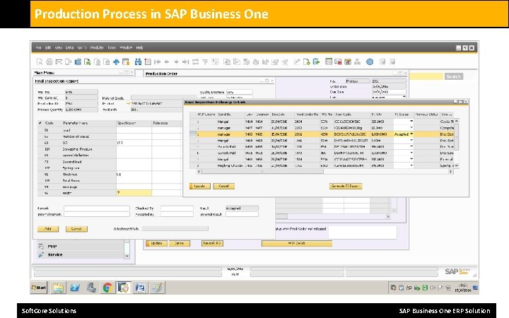 Production Process in SAP Business One Soft. Core Solutions SAP Business One ERP Solution