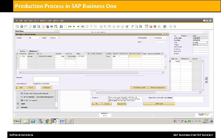 Production Process in SAP Business One Soft. Core Solutions SAP Business One ERP Solution