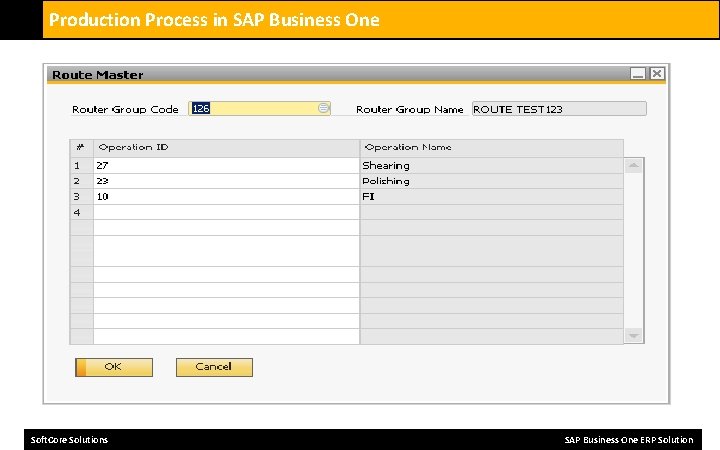 Production Process in SAP Business One Soft. Core Solutions SAP Business One ERP Solution