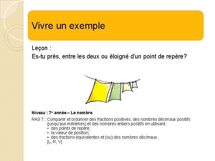  Vivre un exemple Leçon : Es-tu près, entre les deux ou éloigné d’un