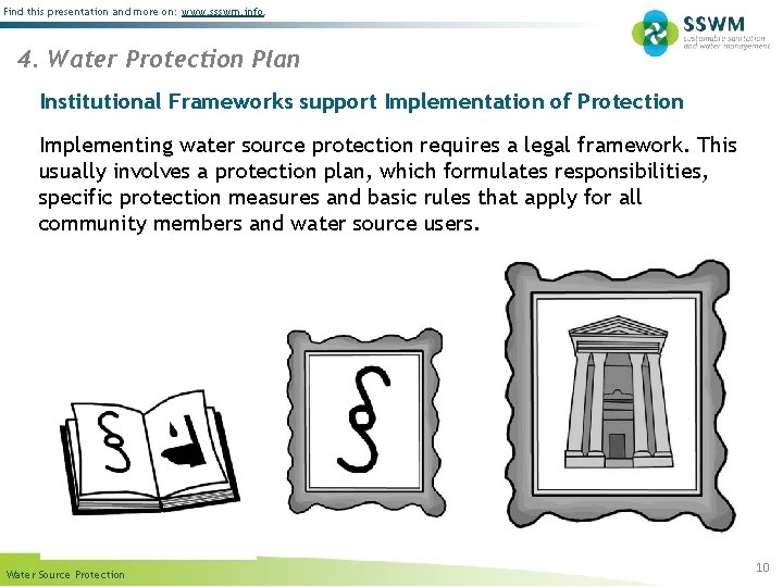 Find this presentation and more on: www. ssswm. info. 4. Water Protection Plan Institutional