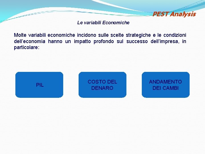 PEST Analysis Le variabili Economiche Molte variabili economiche incidono sulle scelte strategiche e le PEST Analysis Le variabili Economiche Molte variabili economiche incidono sulle scelte strategiche e le