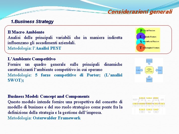 Considerazioni generali 1. Business Strategy Il Macro Ambiente Analisi delle principali variabili che in Considerazioni generali 1. Business Strategy Il Macro Ambiente Analisi delle principali variabili che in
