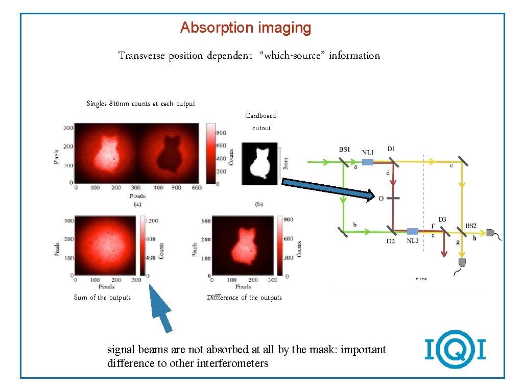 Absorption imaging Transverse position dependent “which-source” information Singles 810 nm counts at each output