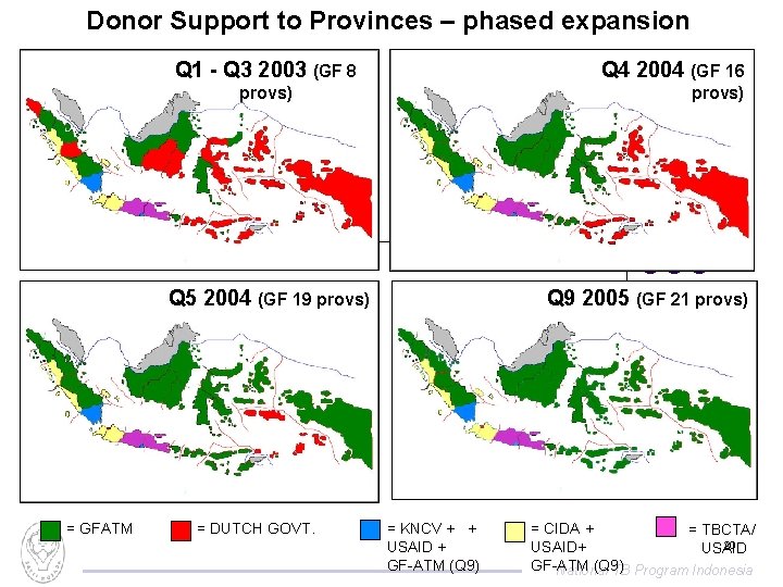 Donor Support to Provinces – phased expansion Q 1 - Q 3 2003 (GF