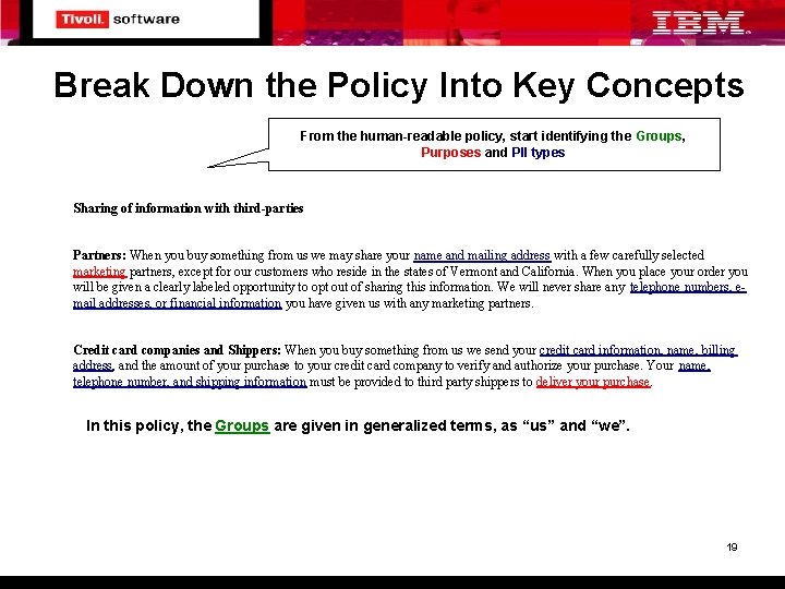 Break Down the Policy Into Key Concepts From the human-readable policy, start identifying the