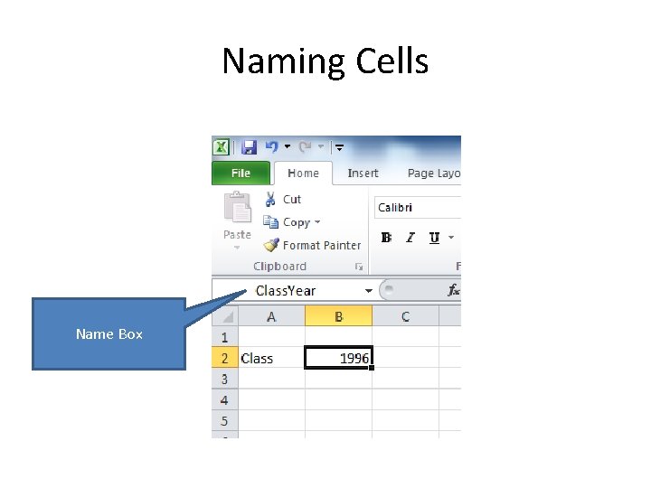 Naming Cells Name Box 