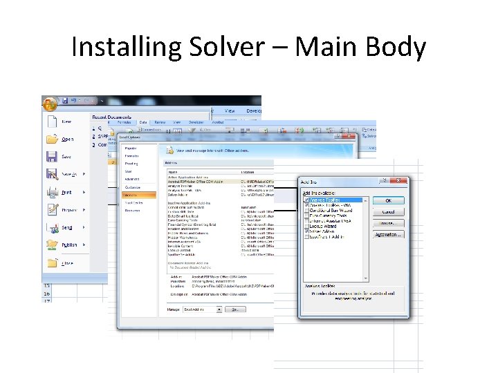 Installing Solver – Main Body 