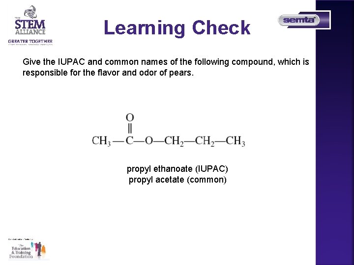 Learning Check Give the IUPAC and common names of the following compound, which is