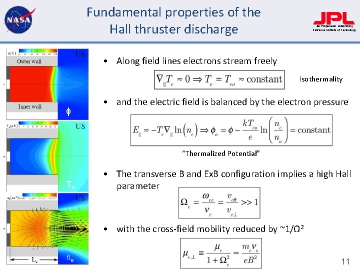 Fundamental properties of the Hall thruster discharge Jet Propulsion Laboratory California Institute of Technology