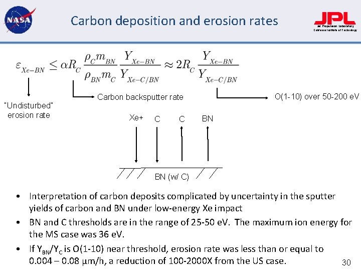 Carbon deposition and erosion rates “Undisturbed” erosion rate O(1 -10) over 50 -200 e.