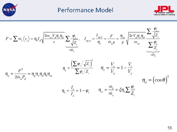 Performance Model Jet Propulsion Laboratory California Institute of Technology 56 