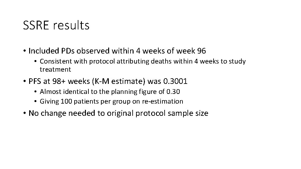 SSRE results • Included PDs observed within 4 weeks of week 96 • Consistent
