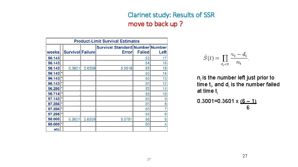 Clarinet study: Results of SSR move to back up ? ni is the number