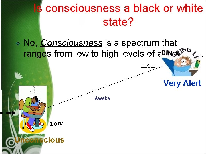 Is consciousness a black or white state? No, Consciousness is a spectrum that ranges