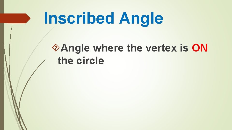 Inscribed Angle where the vertex is ON the circle 