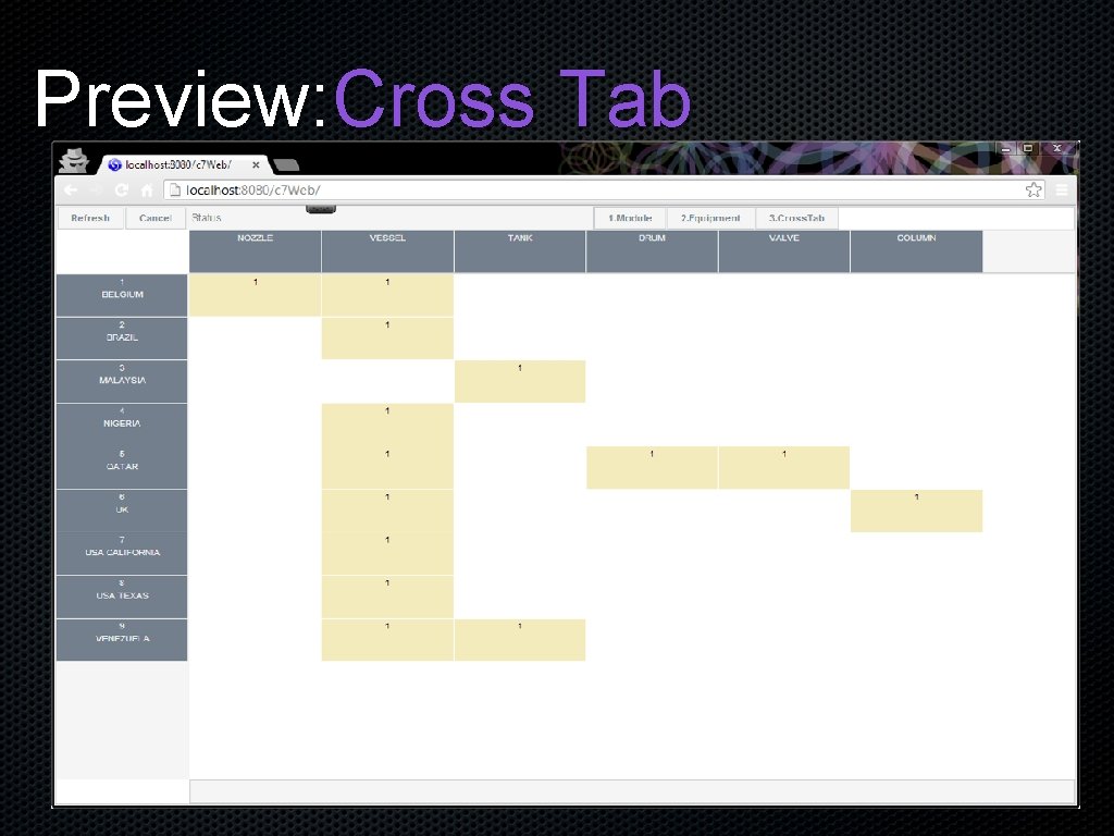 Preview: Cross Tab 