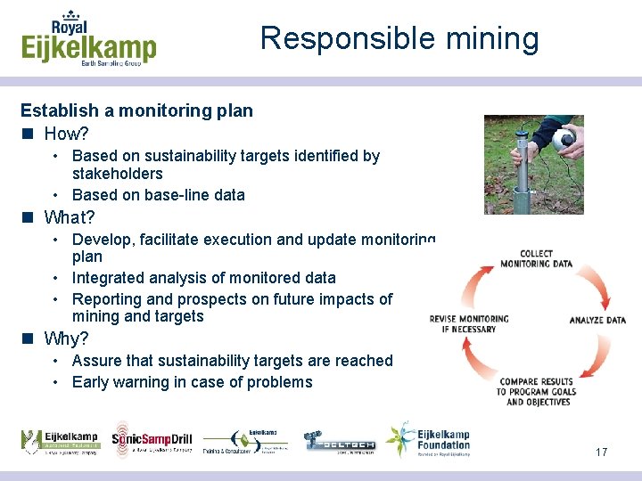 Responsible mining Establish a monitoring plan n How? • Based on sustainability targets identified