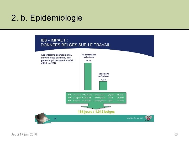 2. b. Epidémiologie Jeudi 17 juin 2010 50 