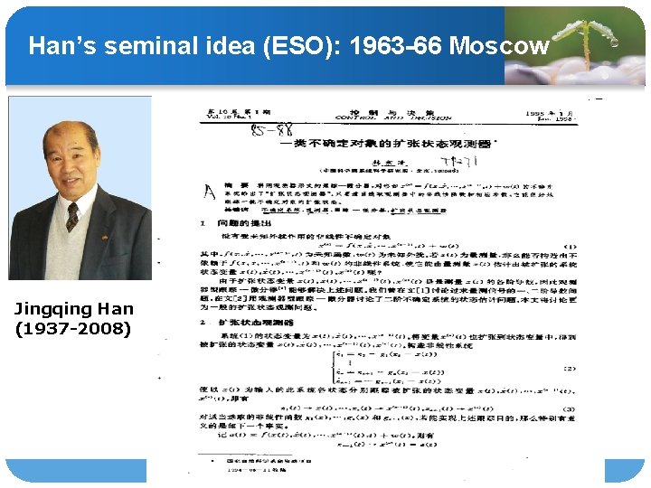Han’s seminal idea (ESO): 1963 -66 Moscow Jingqing Han (1937 -2008) July 1, 2018