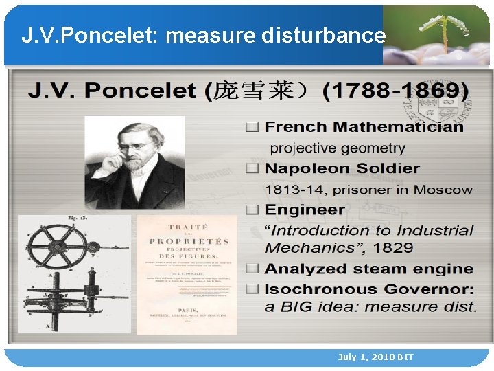 J. V. Poncelet: measure disturbance July 1, 2018 BIT 